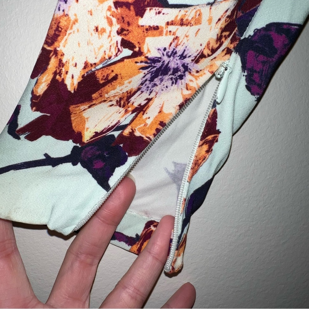 A.L.C. Mint Jane Long Sleeve Side Ruched Mini Dress Floral Green Women's Size 6 - Picture 10 of 16